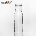 Vanjoin Custom Logo Ring Neck Glass Sauce Round Bottle Kombucha bottle 12oz With Screw Cap